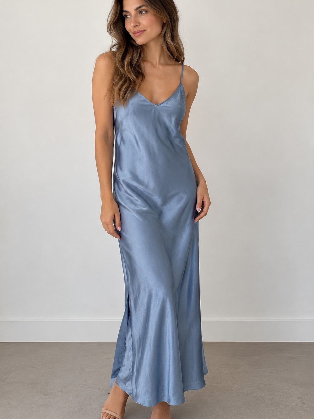 Club Monaco Blue Shiny Slip Dress — Size 4